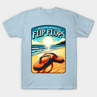 Memories are Made in Flip Flops Beach Summertime Sunset Summer Vacation Summer T-Shirt